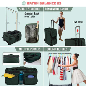 Artan Balance Duffle Dance Bag with Portable Costume Garment Rack 28"