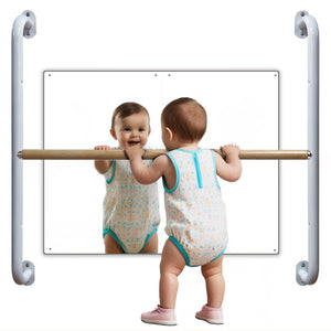 Montessori Coordination mirror Set- Pull Up Curved Bar and Mirror for babies and Toddlers