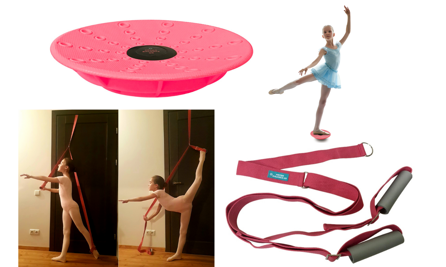 Leg Stretching Strap and Ballet Balance Board, 2 Pc. Set