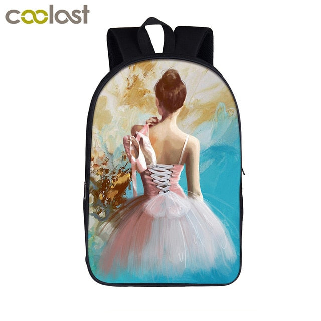 Cartoon Ballet Dancer Print Backpack